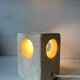 Brutalist stone sculpture lamp