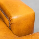 Coppia di poltrone in eco-pelle marrone anni ’50 vintage modernariato