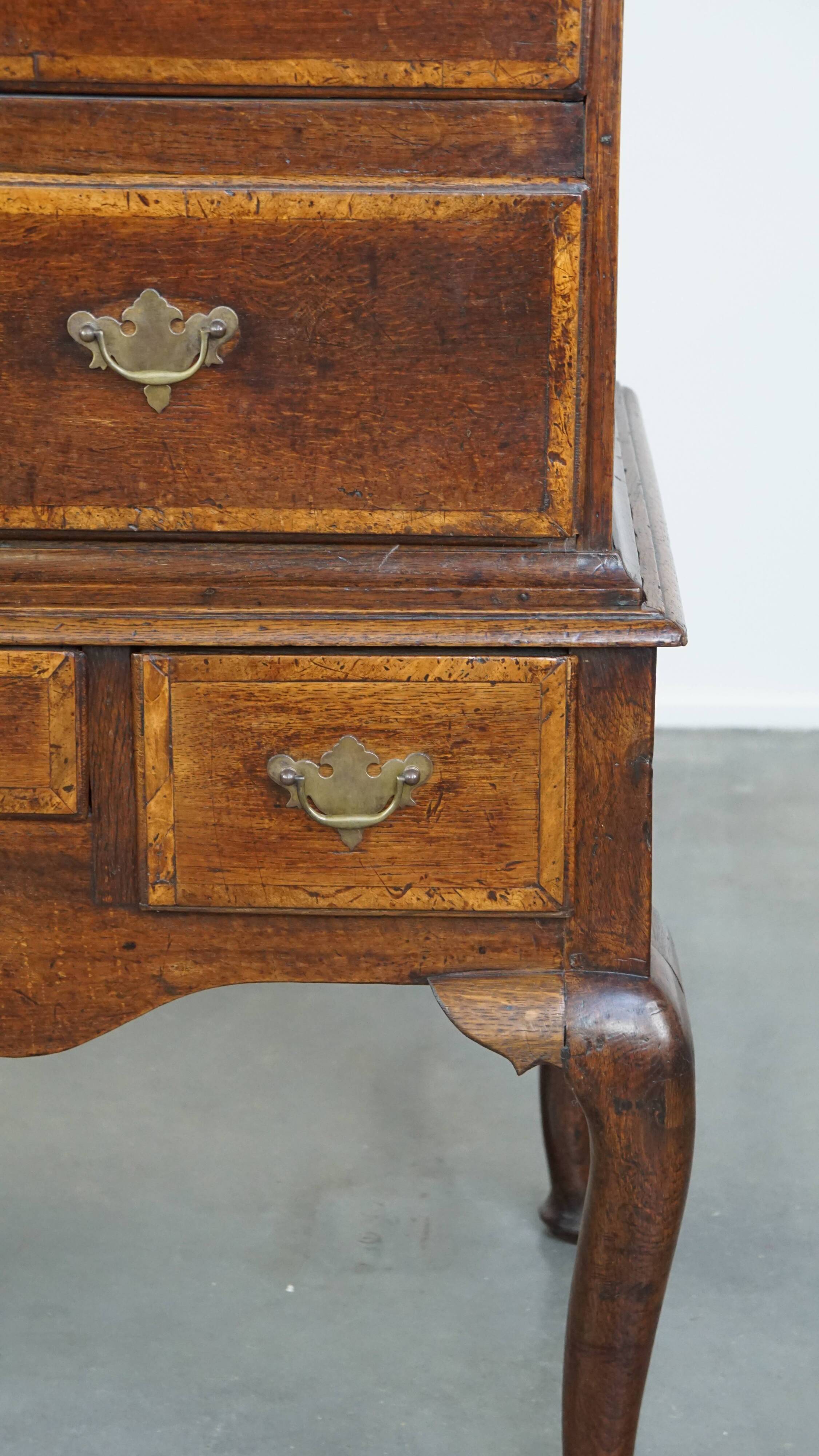 Early 18th century English oak chest on stand/ highboy