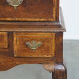Early 18th century English oak chest on stand/ highboy