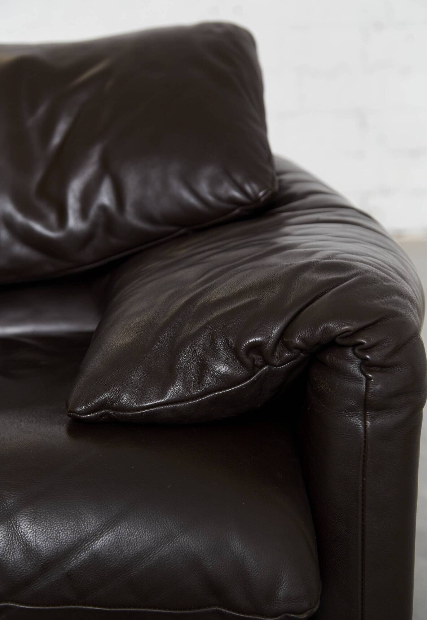 Leather Maralunga Lounge Chair and Ottoman by Vico Magistretti for Cassina