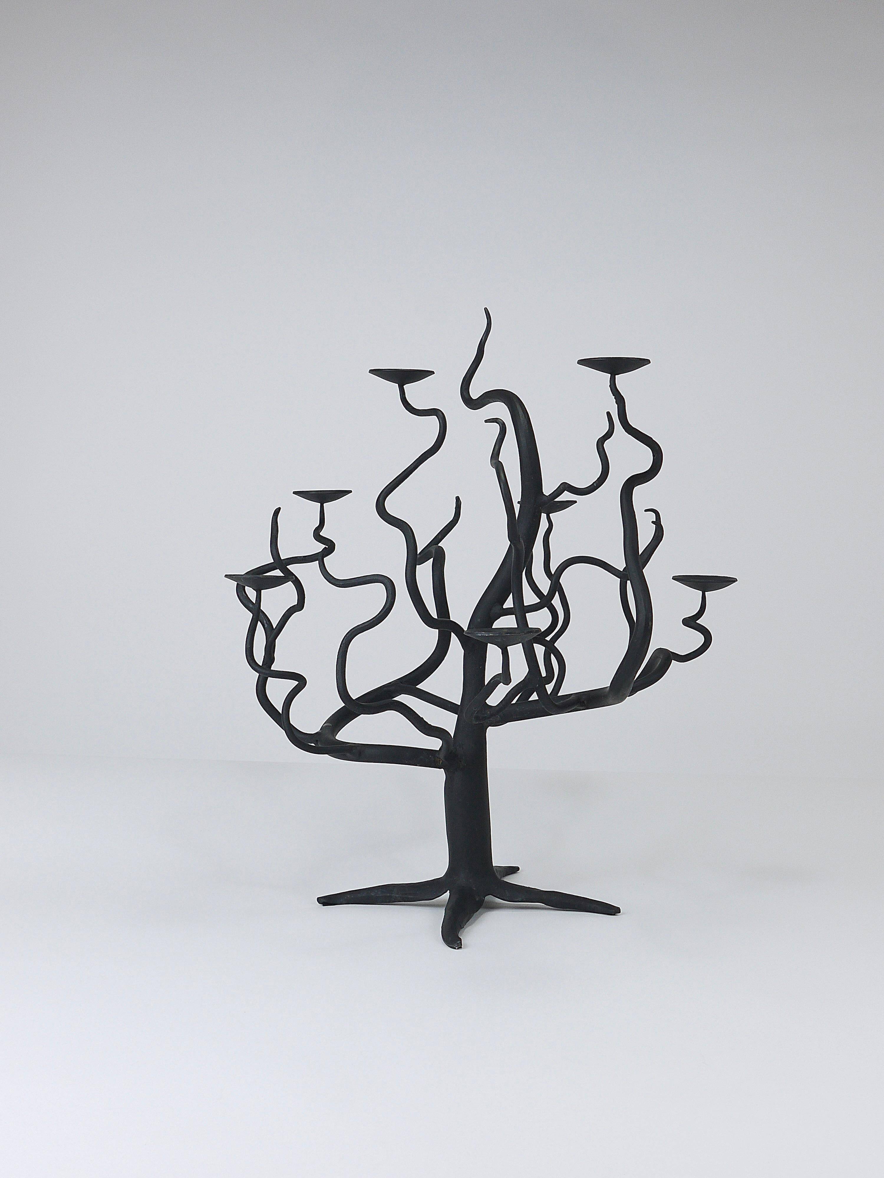 Brutalist Sculptural Chandelier Tree of Life Hand-Forged, 1970s