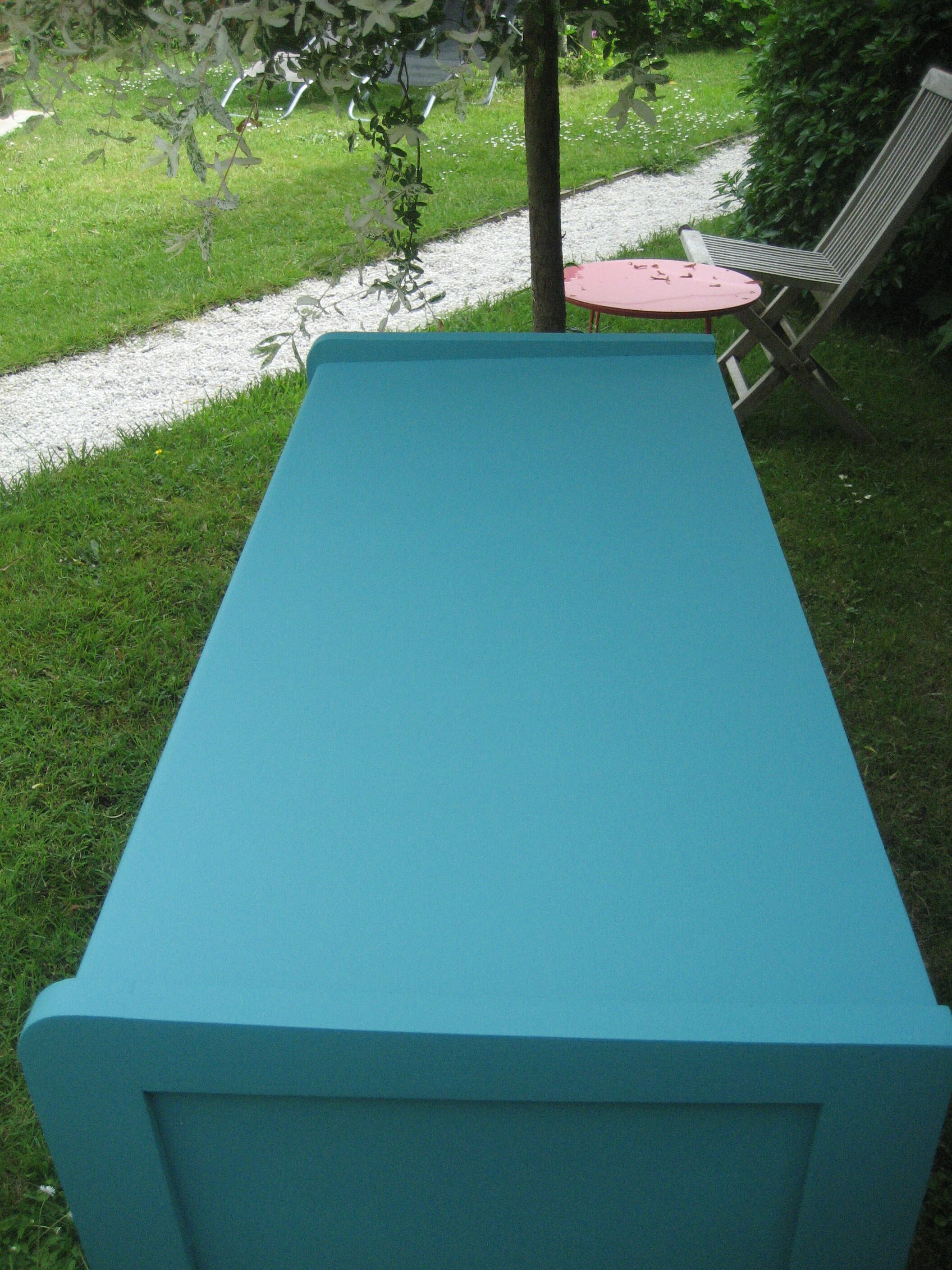 Commode années 60 70 repeinte en bleu