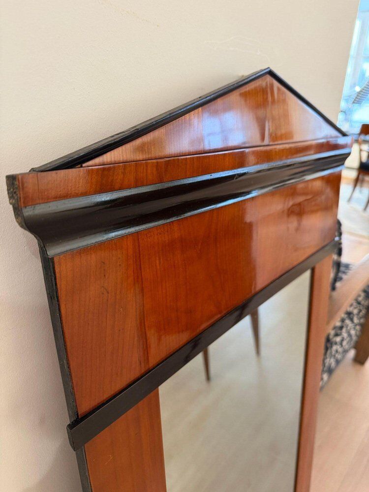 Biedermeier wall mirror with ebonised cherry veneer, South Germany, 1820