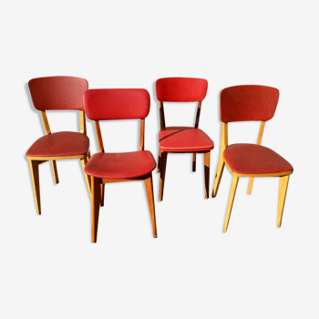 Set de quatre chaises vintage rouge