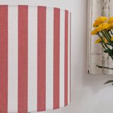 Sandstone lamp and striped lampshade
