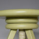 Painted and waxed wooden screw stool