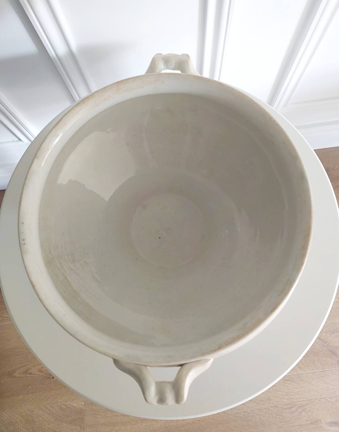 Soupière ancienne en faïence blanche – Lebacqz & M. Bouchart – Orchies