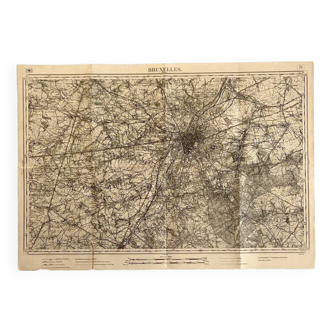 Vintage 1914 Brussels surroundings map