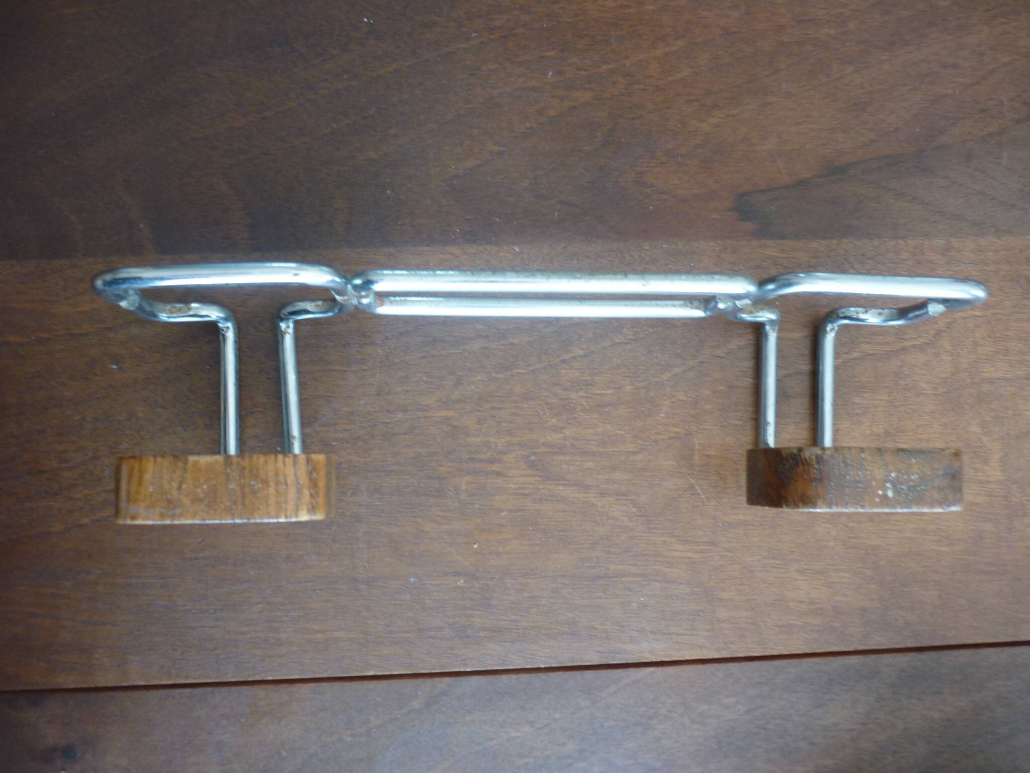 Coat rack with 2 wooden hooks 1970