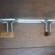 Coat rack with 2 wooden hooks 1970