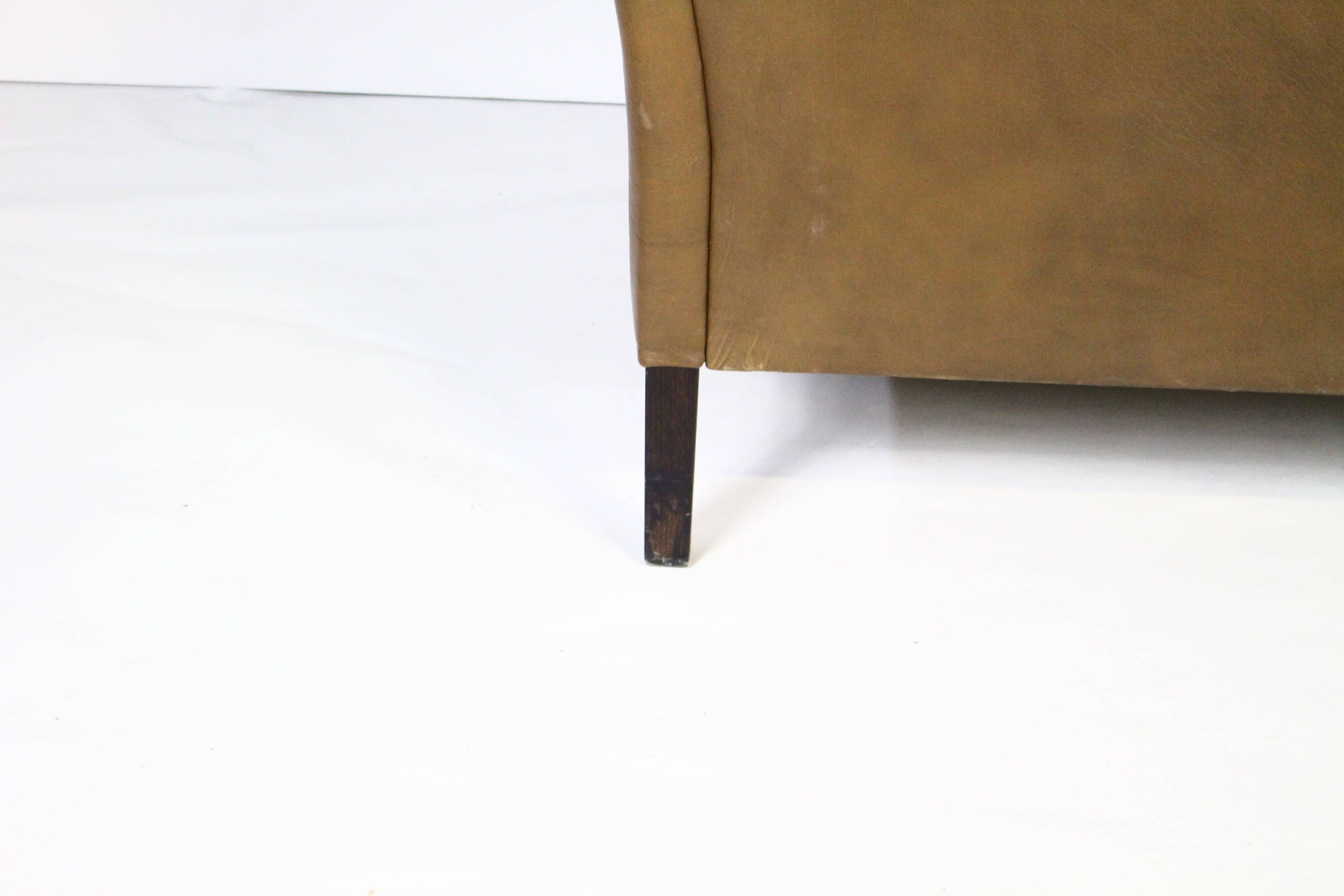 1970s brown leather sofa by Vejen Polstermøbelfabrik