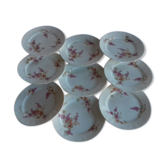 Lot of 9 old porcelain dessert plates