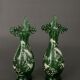 Pair of Marie Gregory vases in green floral decoration enamelled 1900
