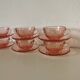 set of 6 pink glass coffee cups and saucers, rosaline