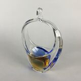 Art Glass Basket by O. Lipa and L. Metelak,  Moser, Czechoslovakia, 1970's