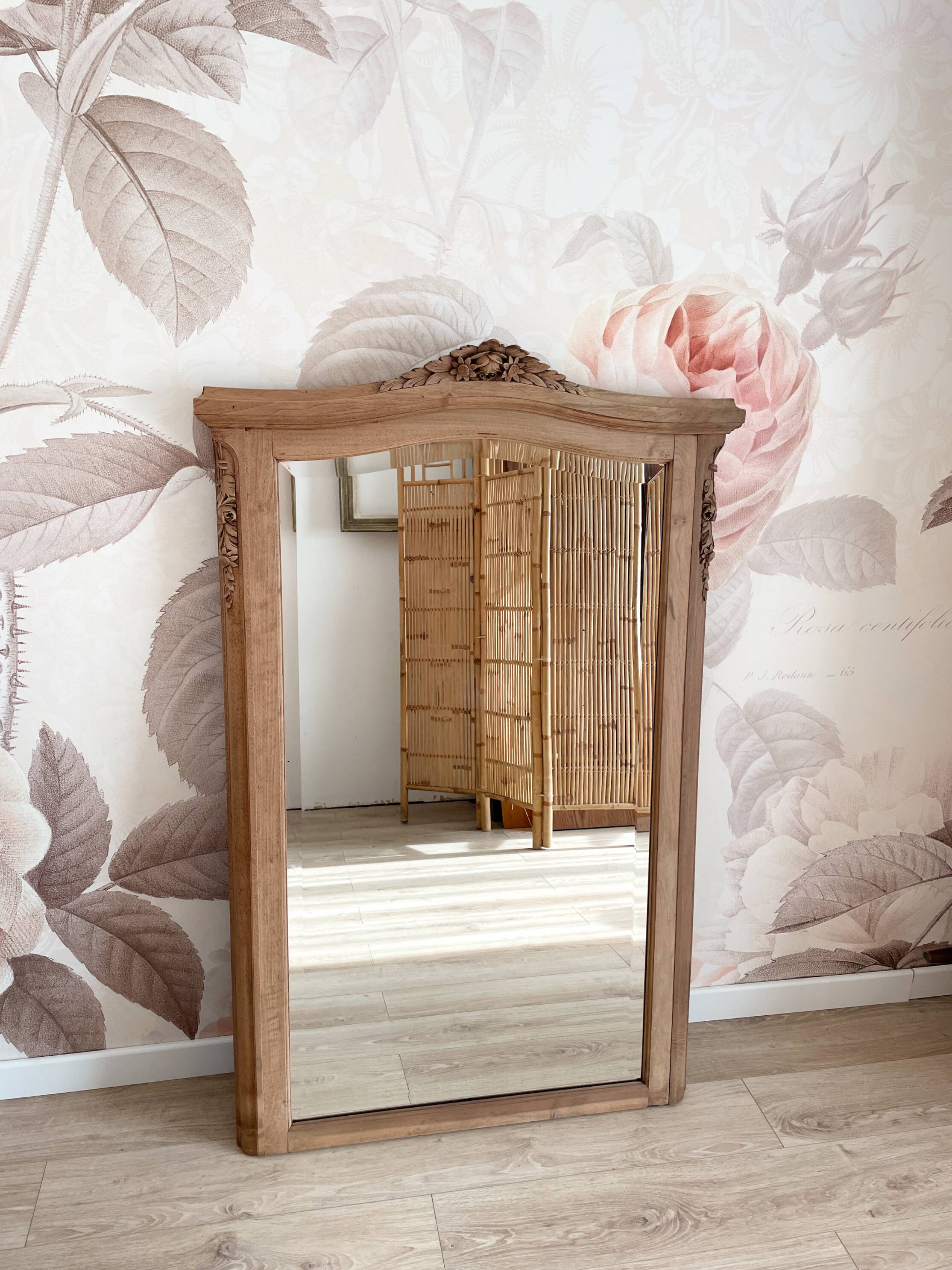 Large antique carved wooden mirror – Louis XV style – 140 x 90 cm