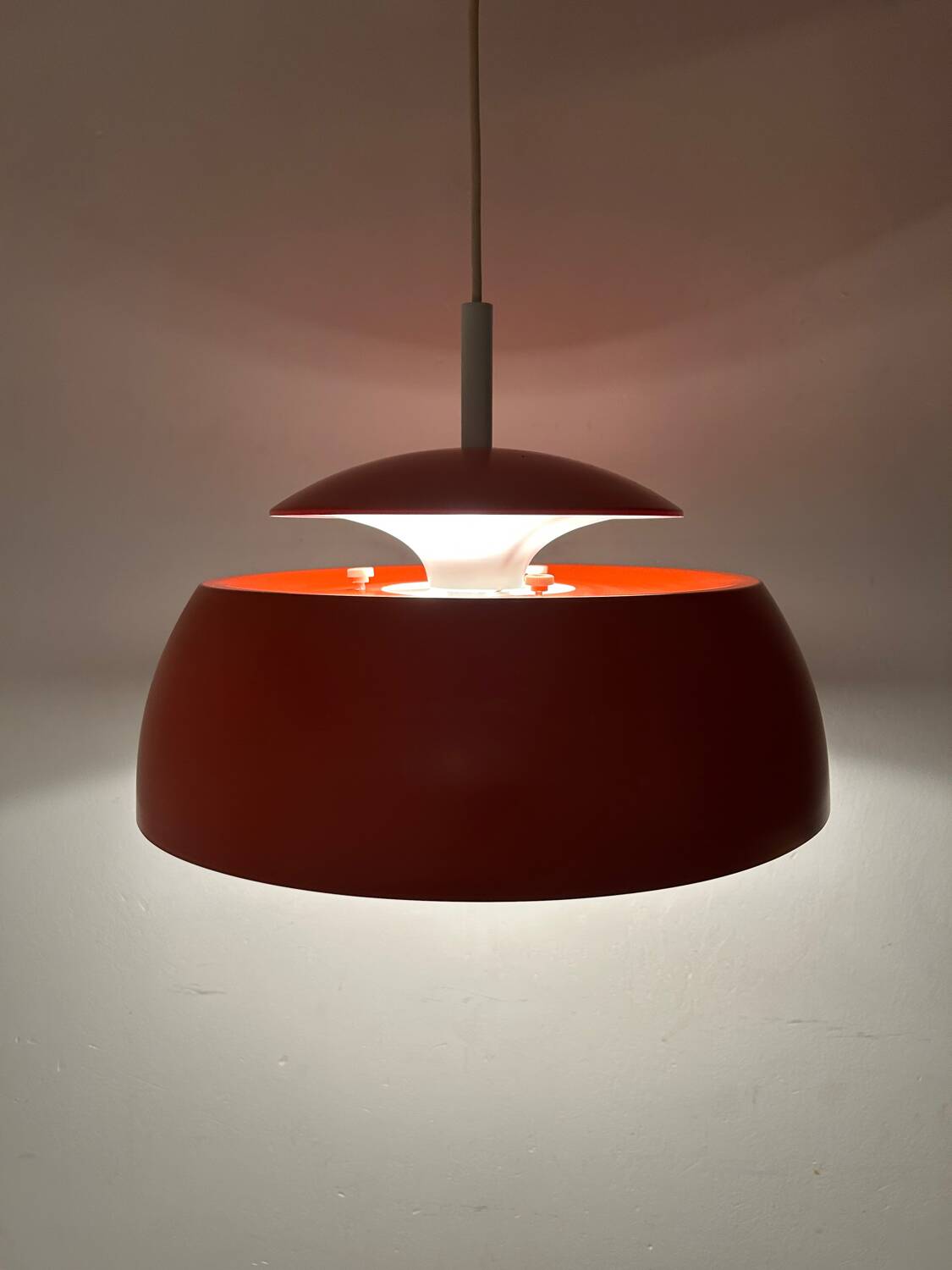Vintage pendant Temde Leuchten orange metal