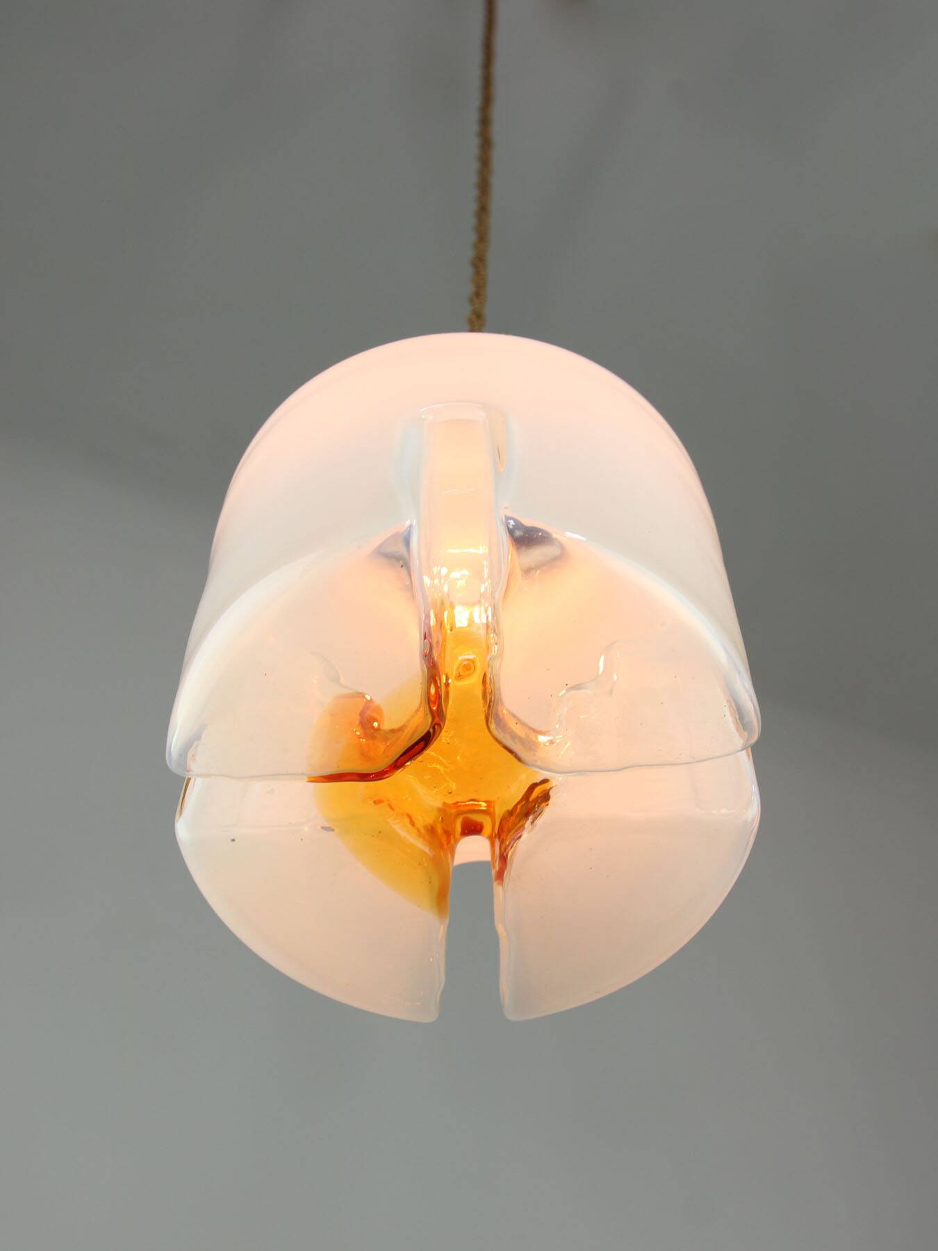 Mid-Century Italian Chrome and Glass Pendant Lamps, Set of 2