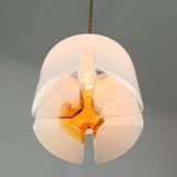 Mid-Century Italian Chrome and Glass Pendant Lamps, Set of 2