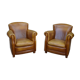 Pair of vintage leather club armchairs