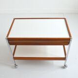 Scandinavian serving trolley / Trolley on wheels with drawer 1960s
