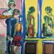 Lithograph, at the little bar, Beaujolais Nouveau, artist's proof, numbered signed, 76 x 55 cm