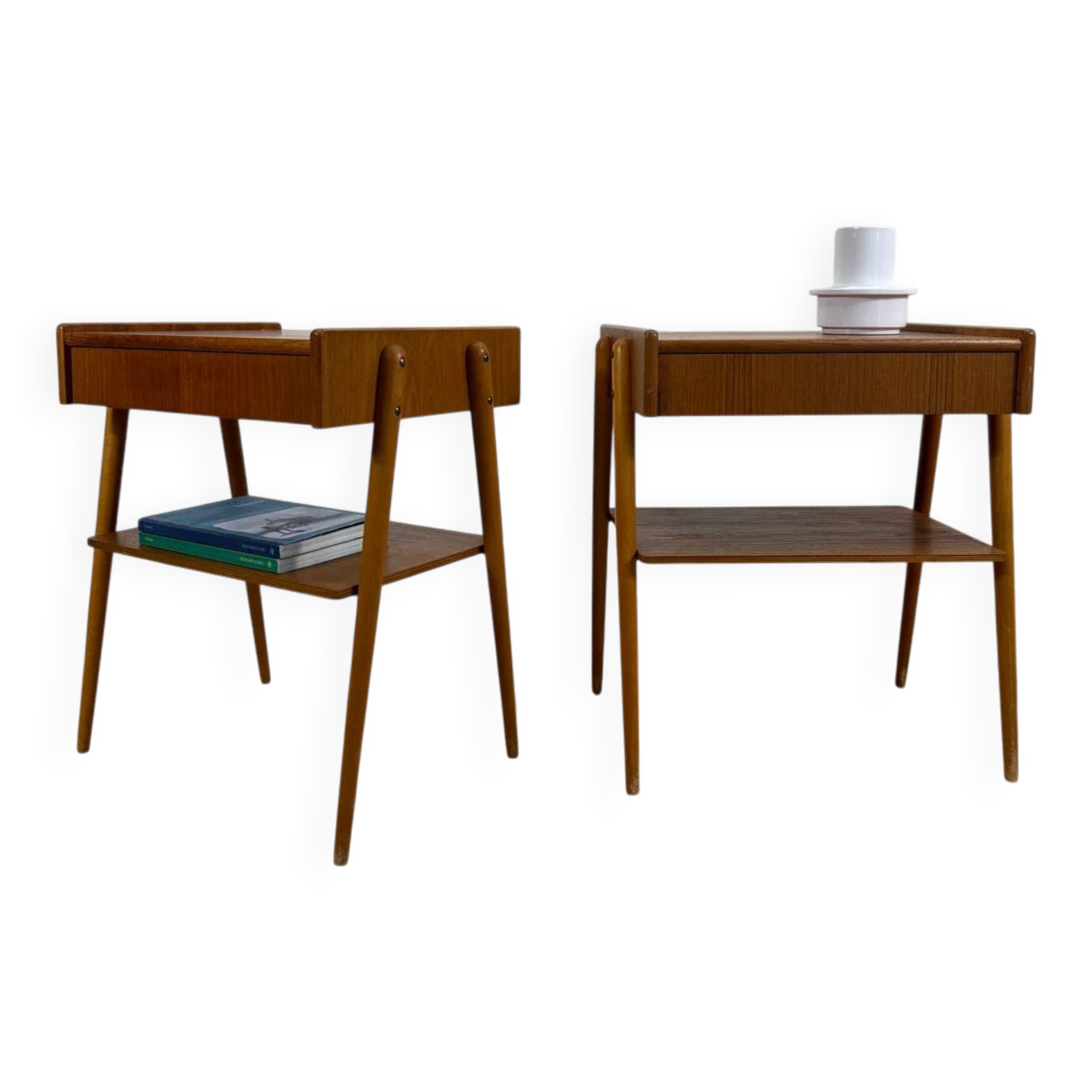 Pair of teak bedside tables AB Carlström, 1960