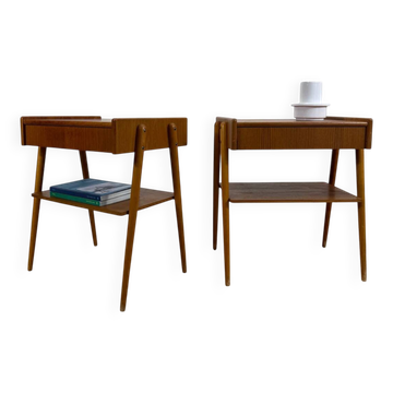 Pair of teak bedside tables AB Carlström, 1960