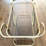 Brass and smoked glass bar trolley, 2 trays