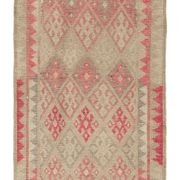 Handmade unique oriental beige runner rug 86 cm x 348 cm
