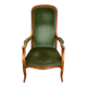 Fauteuil Voltaire Louis Philippe velours vert mousse confortable 1970