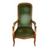 Voltaire armchair Louis Philippe comfortable moss green velvet 1970