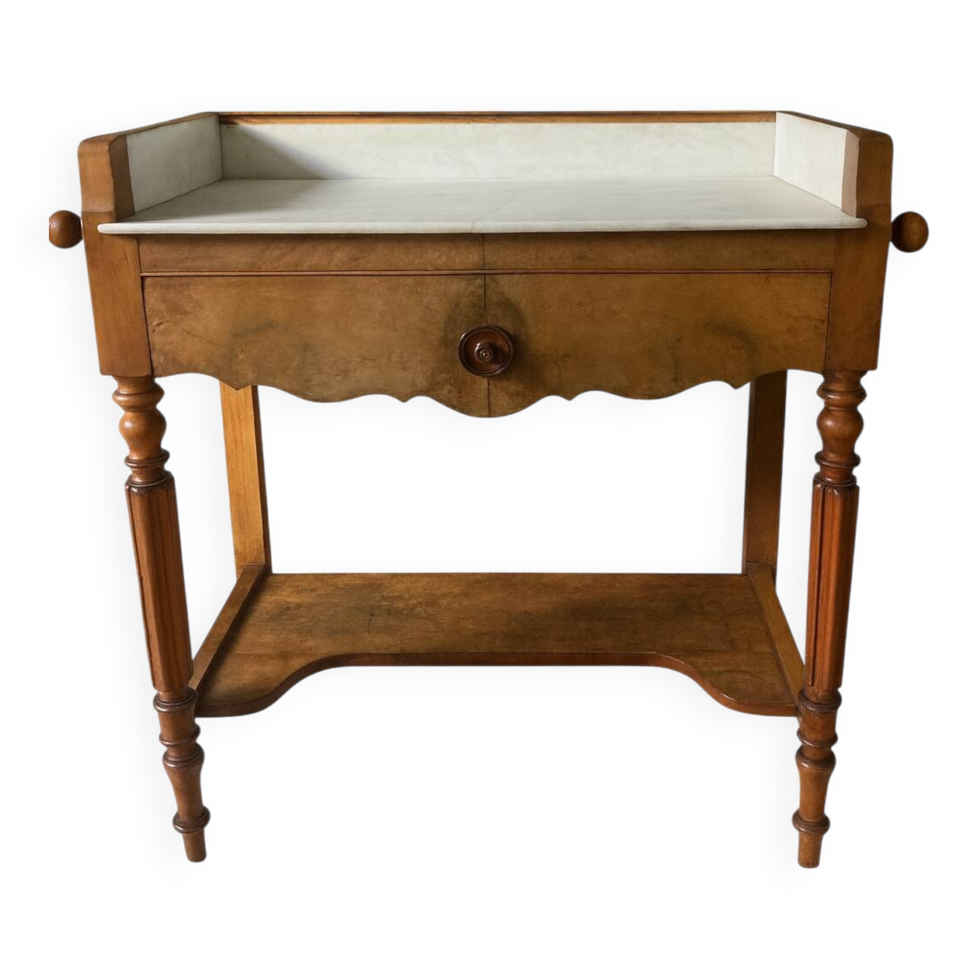 Antique bathroom cabinet in wood and marble – late 19th / early 20th century