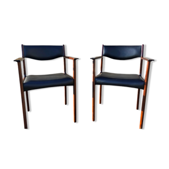Pair of Scandinavian rosewood armchairs by SAX circa 60