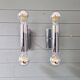 Pair of tubular double-light wall lights in chrome-plated metal, 1970s