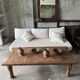 Large upcycled golden teak coffee table L1m60 W70 H45
