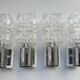Four vintage chrome wall lights with square globes, Italian Targetti, 1970s