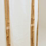 Bamboo screen with 3 frames in beige fabric.