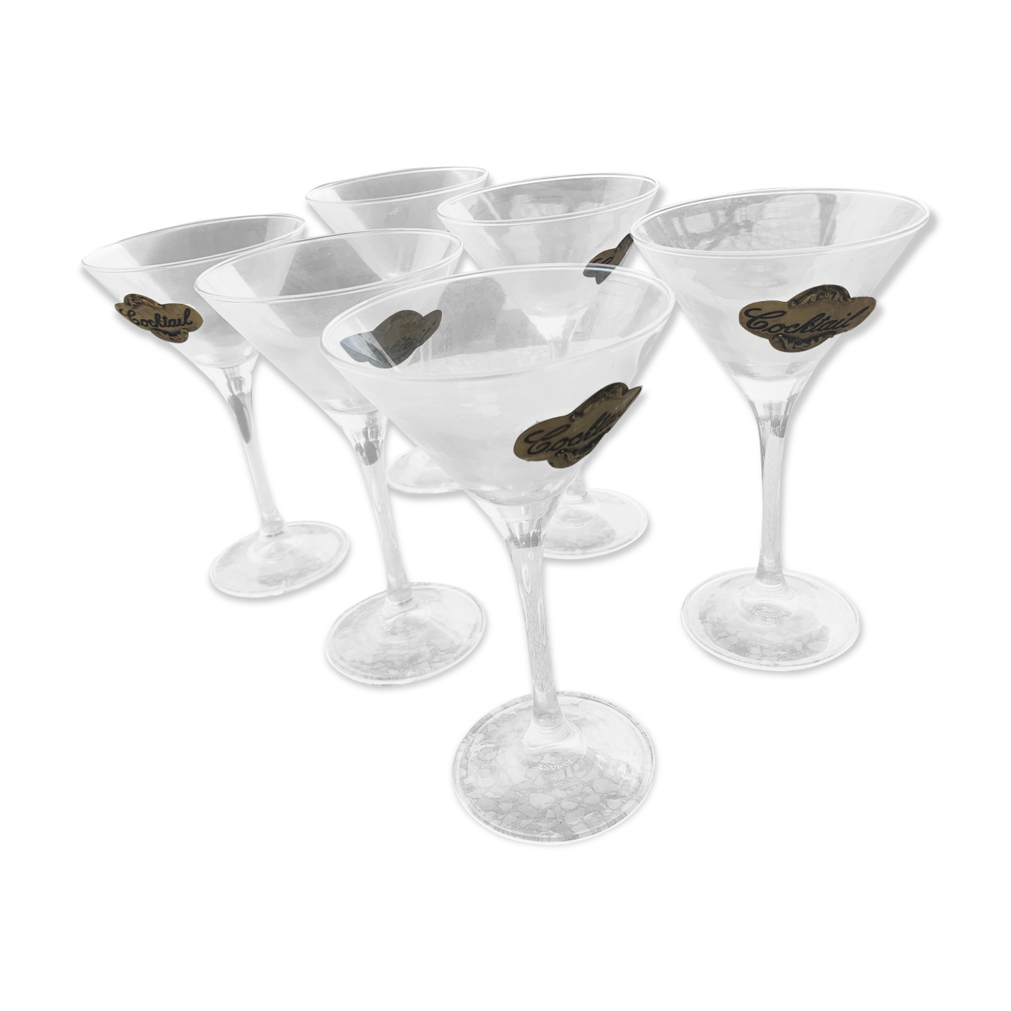6 verres à cocktail doré à l or fin