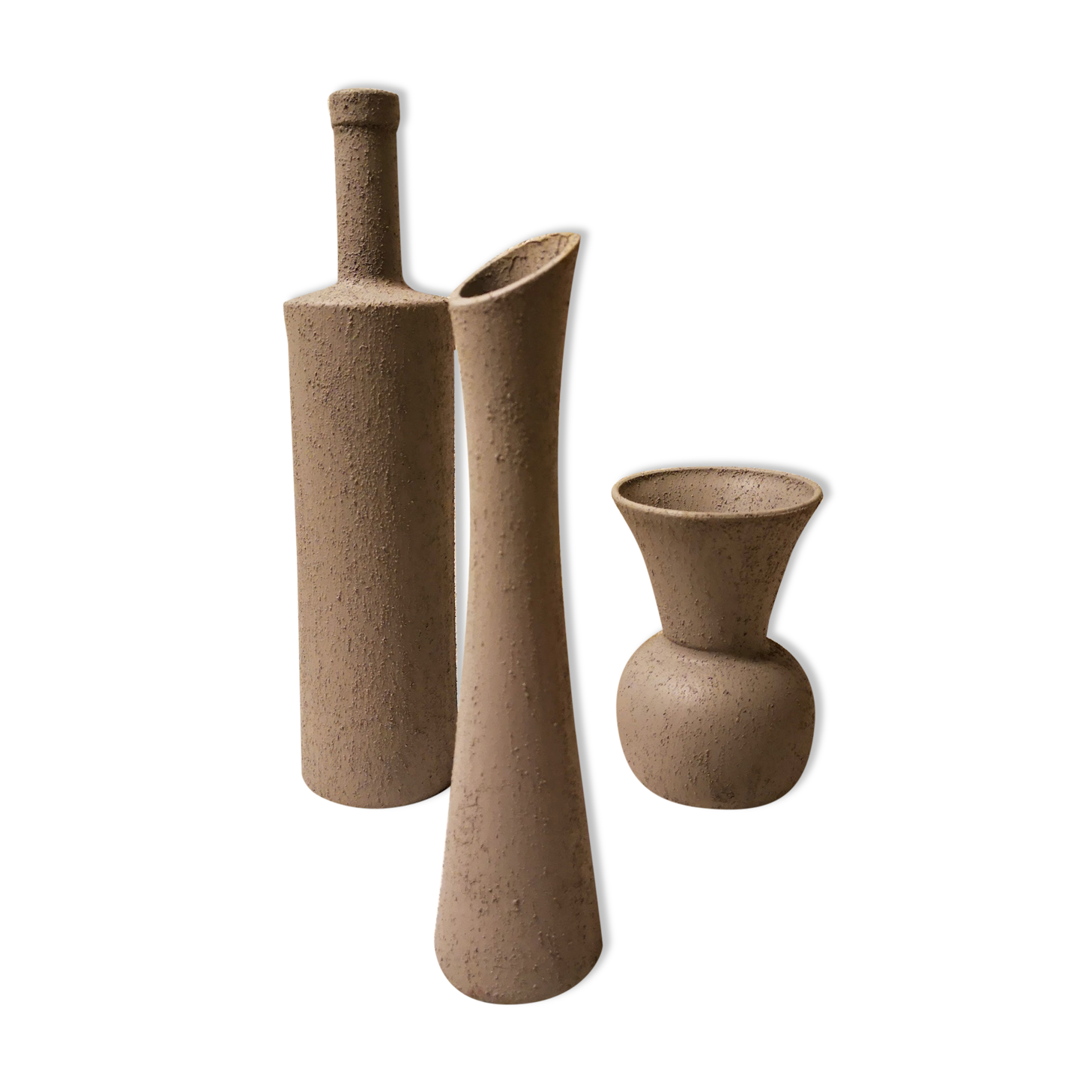 Lot vases glass cemented appearance