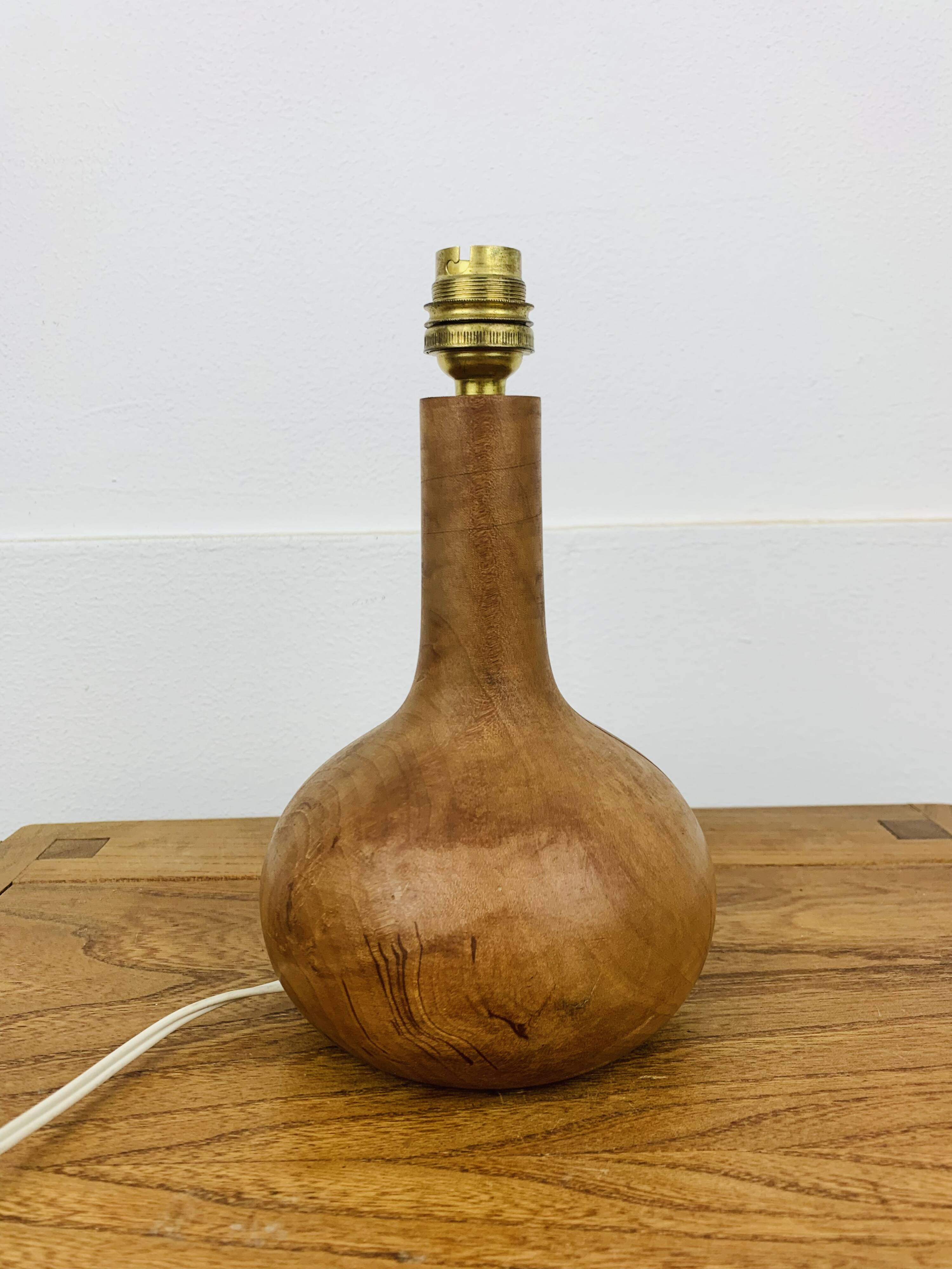 Wooden ball lamp with wool lampshade, 1960s