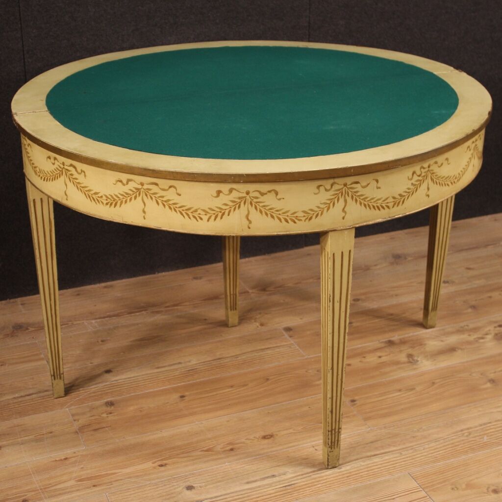 Italian lacquered demilune table in louis xvi style