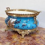Planter in glazed porcelain and gilded bronze late nineteenth