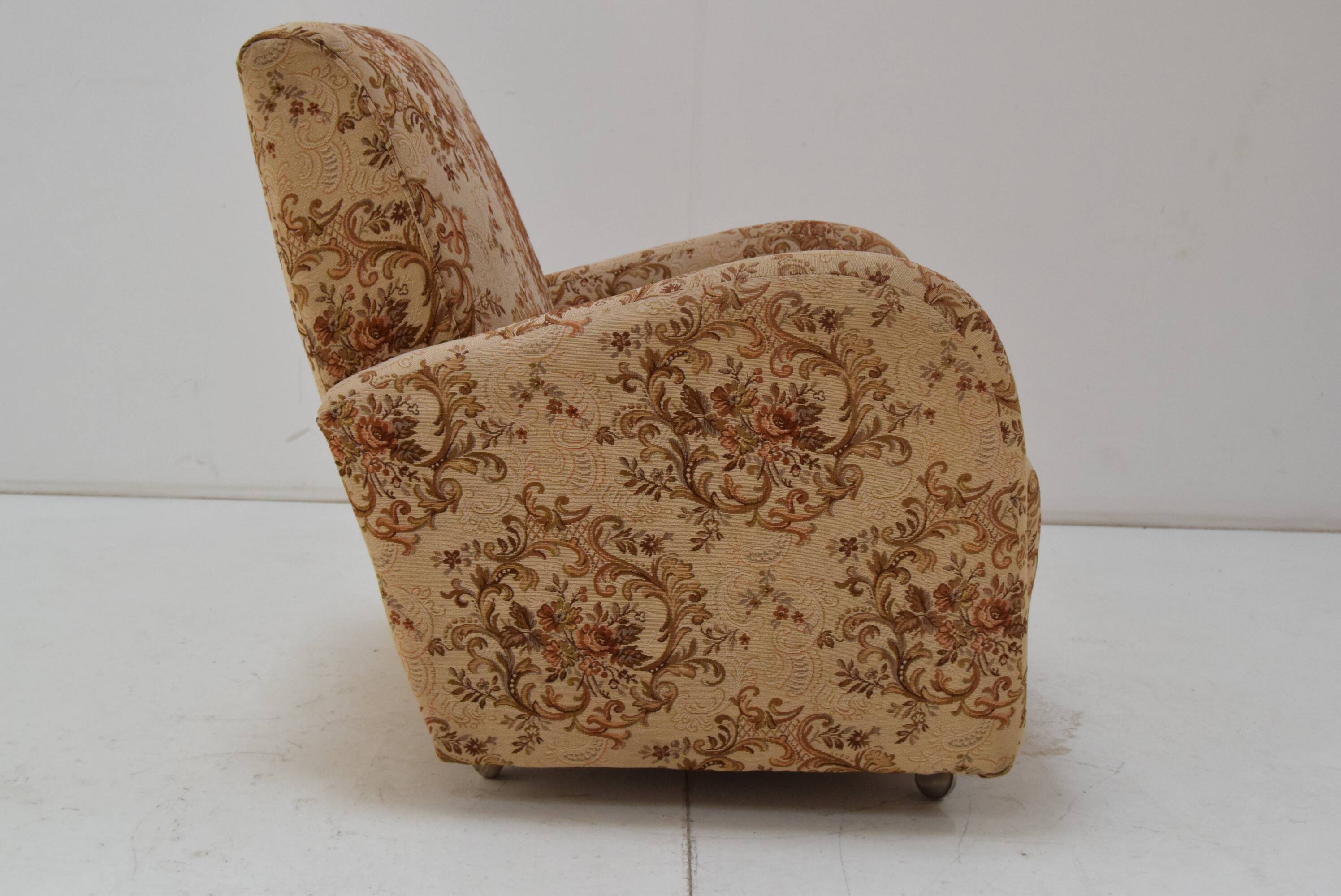 Vintage designed armchair with wheels, Czechoslovakia, 1950s.