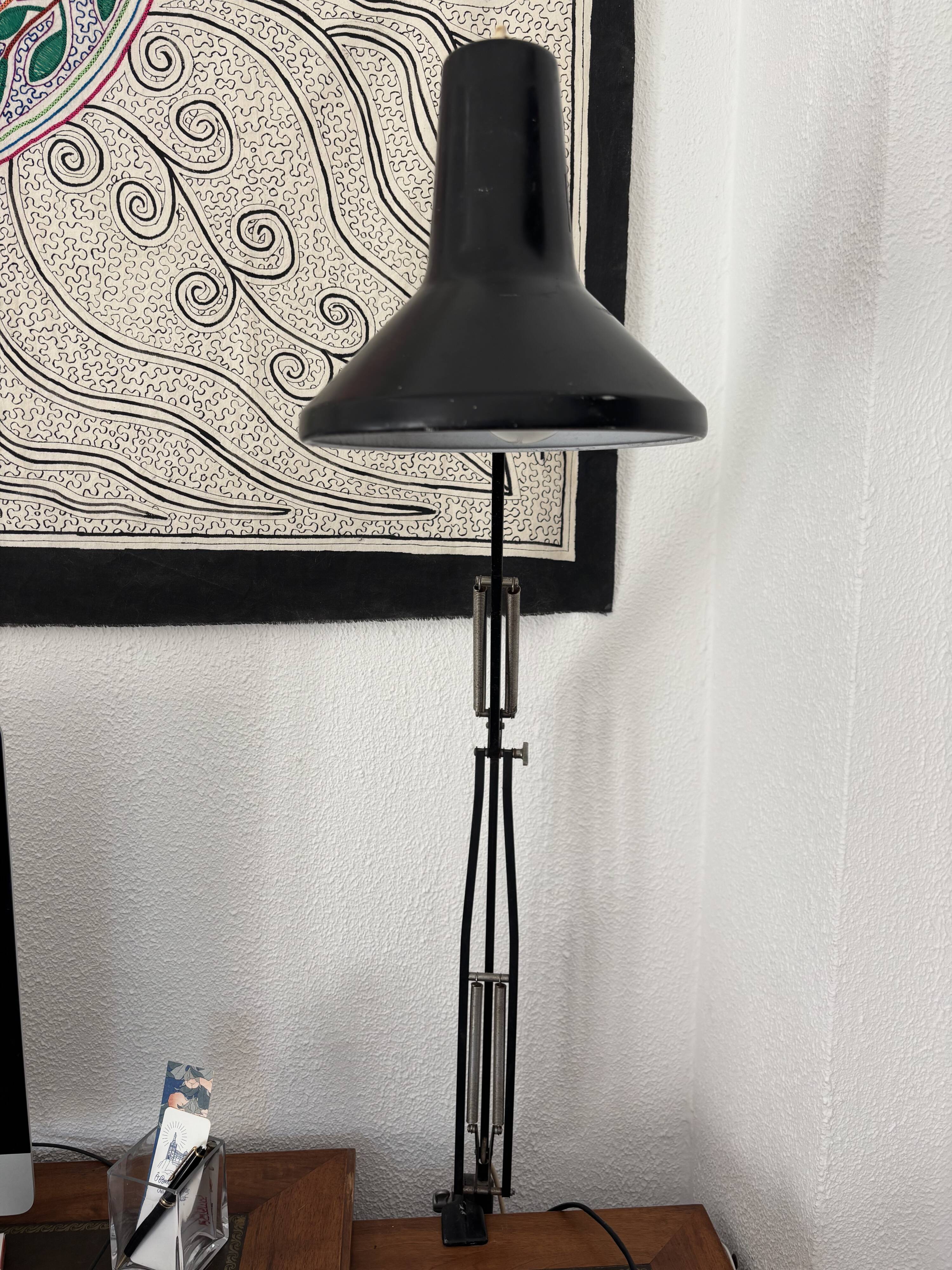 Vintage 1960s architect lamp Luxo L1 black mid-century design - 80 cm