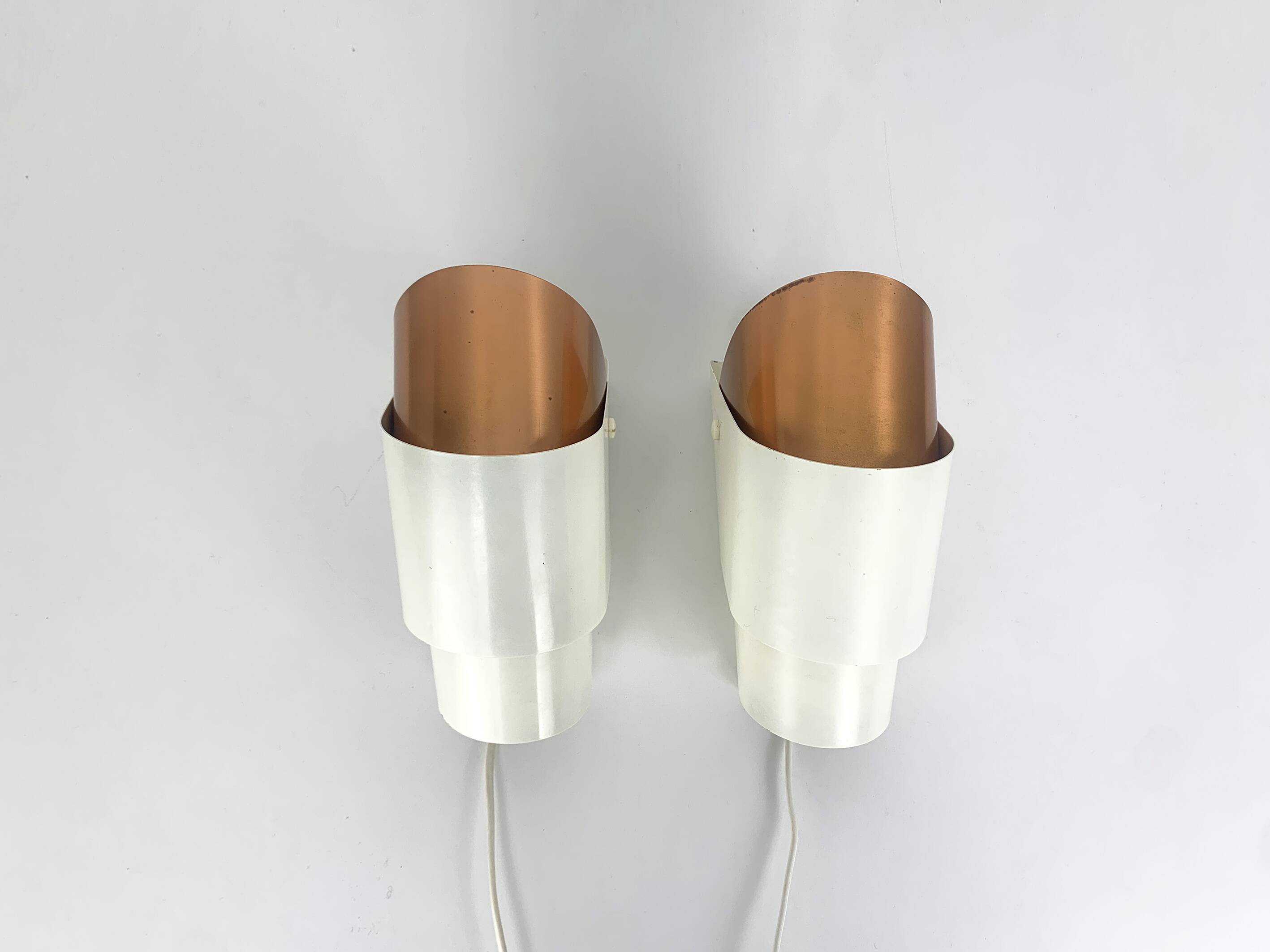 Pair of V-317 wall lights Hans-Agne Jakobsson AB Markaryd, Sweden, copper, 1960s