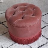Velvet ottoman padded old pink