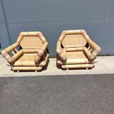 Paire de fauteuils en bambou