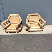 Paire de fauteuils en bambou